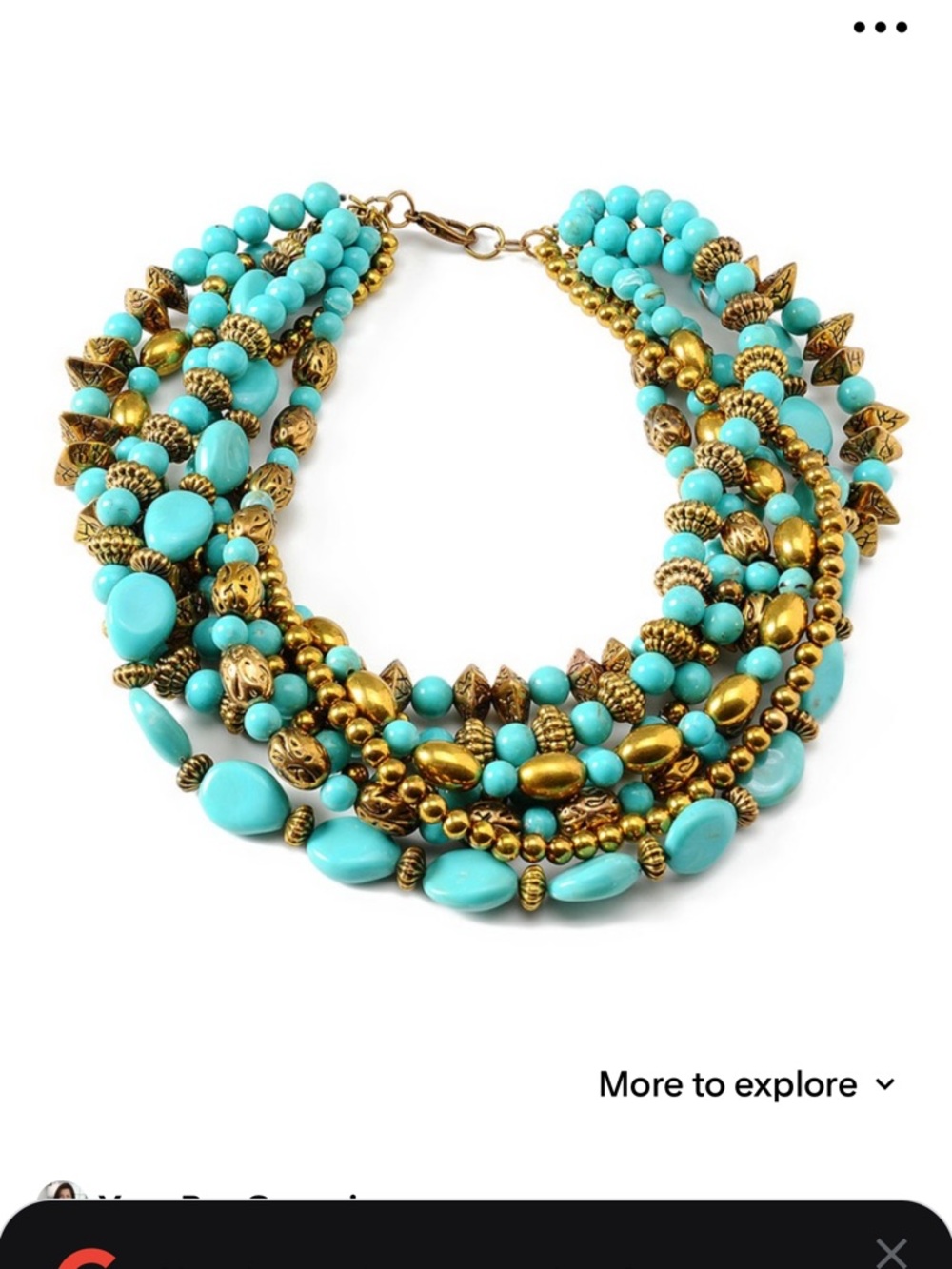 Amrita Singh Turquoise Beaded Multi-Strand Necklace with Antique Gold Accents